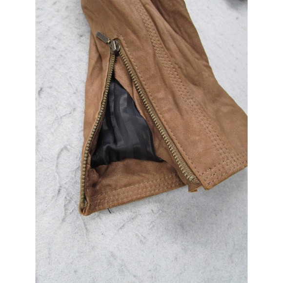 Alpinestars by Denise Focil Women Medium Tan Leather Moto Cafe Racer Jacket - Picture 6 of 12